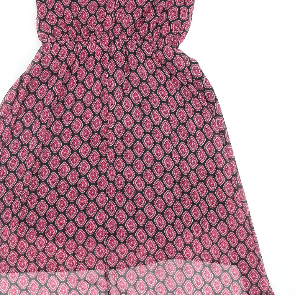 Matalan Girls Pink Geometric Polyester Trapeze & Swing Size 9 Years Round Neck Button