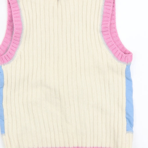 United Colors of Benetton Boys Multicoloured Round Neck Acrylic Vest Jumper Size 12 Years Pullover - Academy 985