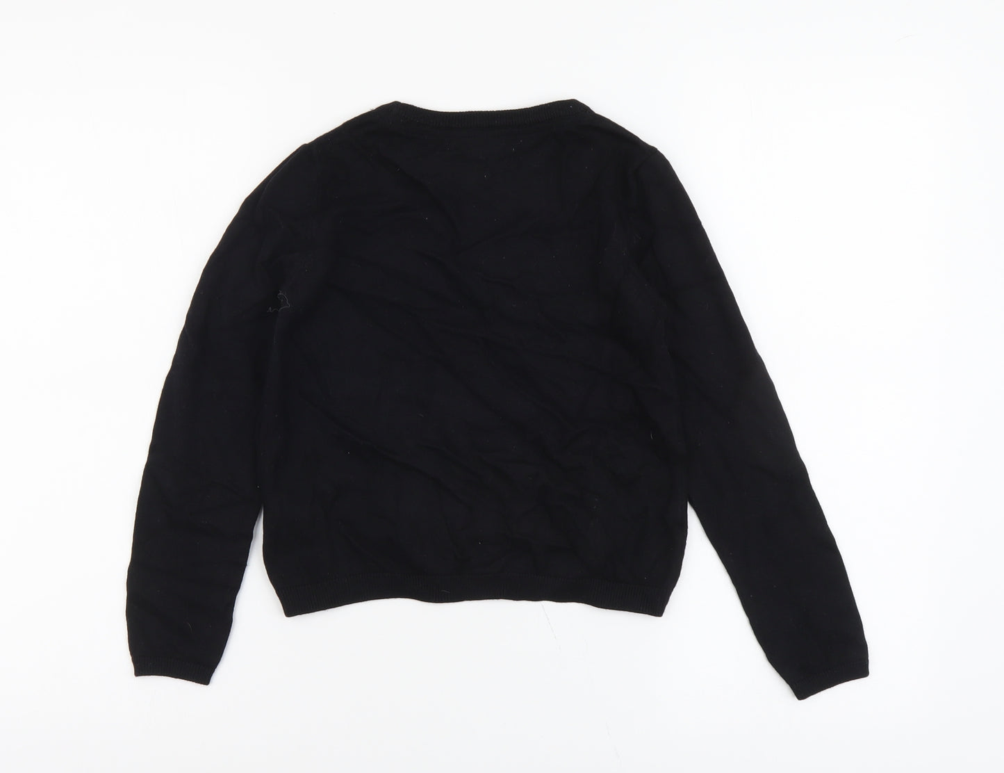 Marks and Spencer Girls Black Round Neck Polyamide Pullover Jumper Size 9-10 Years Pullover
