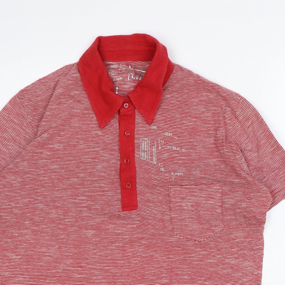 Diesel Mens Red Striped 100% Cotton Polo Size S Collared Button