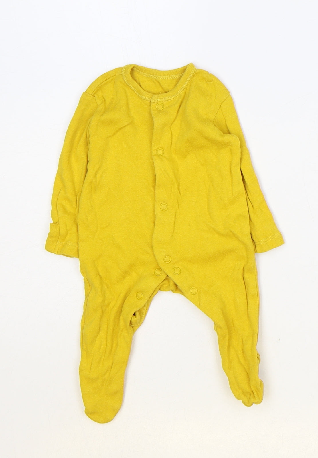 George Baby Yellow 100% Cotton Babygrow One-Piece Size Newborn Snap