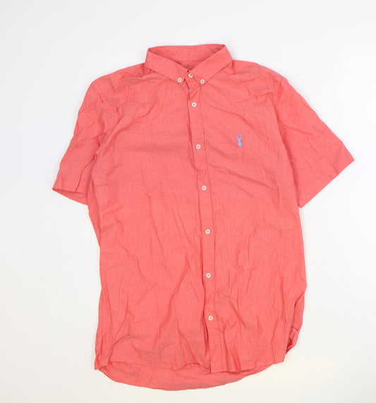 NEXT Mens Pink Cotton Button-Up Size M Collared Button