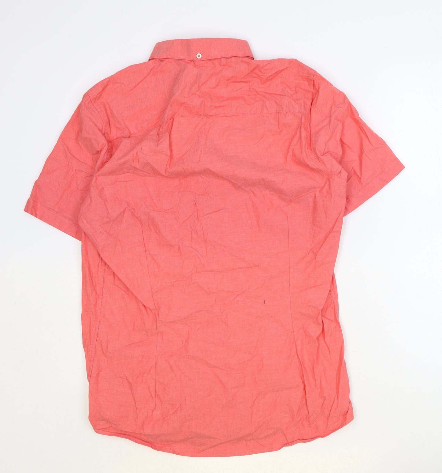 NEXT Mens Pink Cotton Button-Up Size M Collared Button