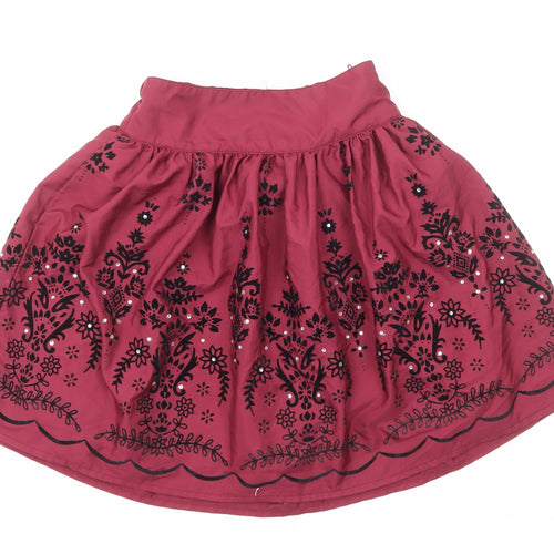 CQ Girls Red Geometric Polyester A-Line Skirt Size 4-5 Years Regular Zip - Broderie Anglaise