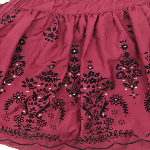 CQ Girls Red Geometric Polyester A-Line Skirt Size 4-5 Years Regular Zip - Broderie Anglaise