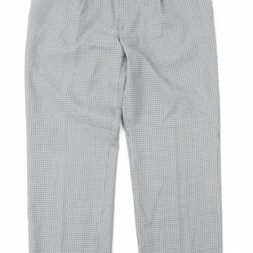 Magee Mens Grey Plaid Polyester Trousers Size L Regular Zip