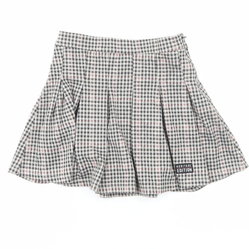 Primark Girls Brown Geometric Cotton Skater Skirt Size 8-9 Years Regular Zip
