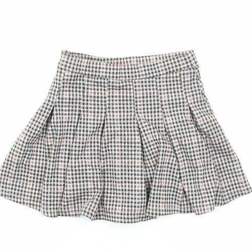 Primark Girls Brown Geometric Cotton Skater Skirt Size 8-9 Years Regular Zip
