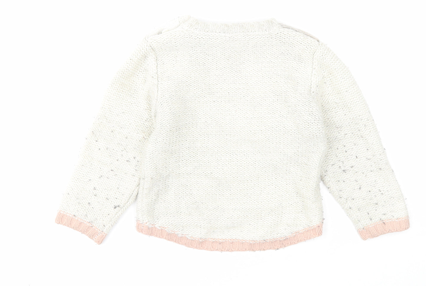Nutmeg Girls Ivory Round Neck Cotton Pullover Jumper Size 2-3 Years Pullover
