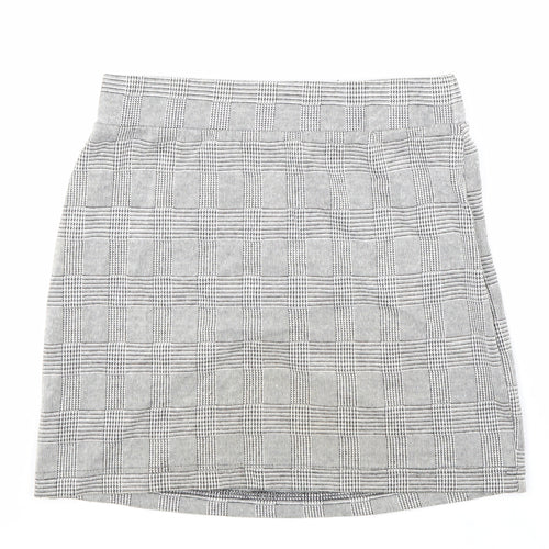 New Look Girls Grey Geometric Polyester A-Line Skirt Size 12-13 Years Regular Zip
