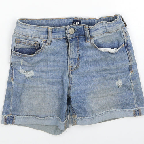 Gap Girls Blue Cotton Hot Pants Shorts Size 10 Years Regular Zip