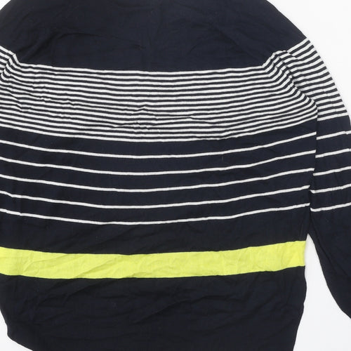Zara Knit Womens Black Boat Neck Striped Viscose Pullover Jumper Size M