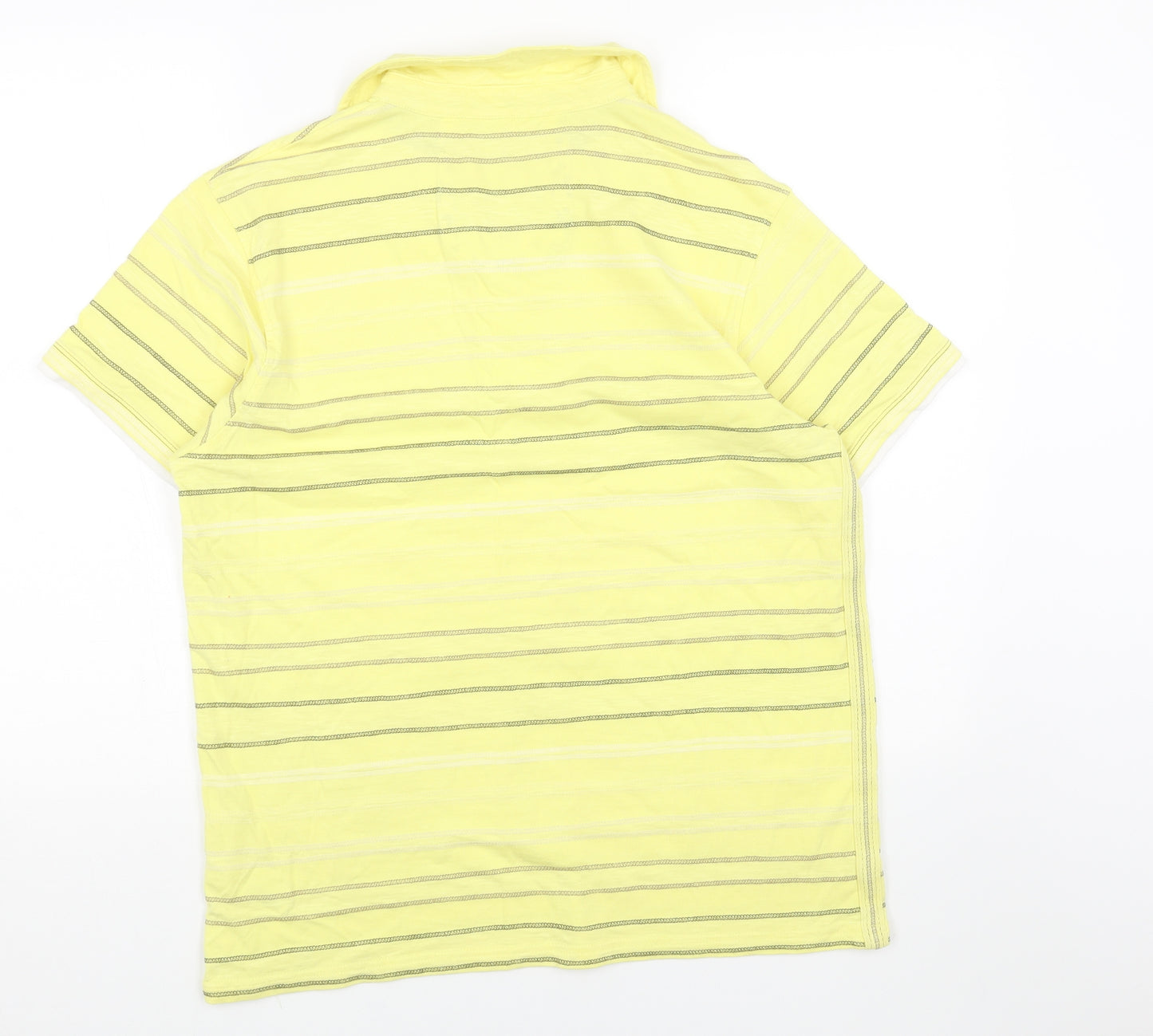 RJR.John Rocha Mens Yellow Striped Cotton Polo Size M Collared Button