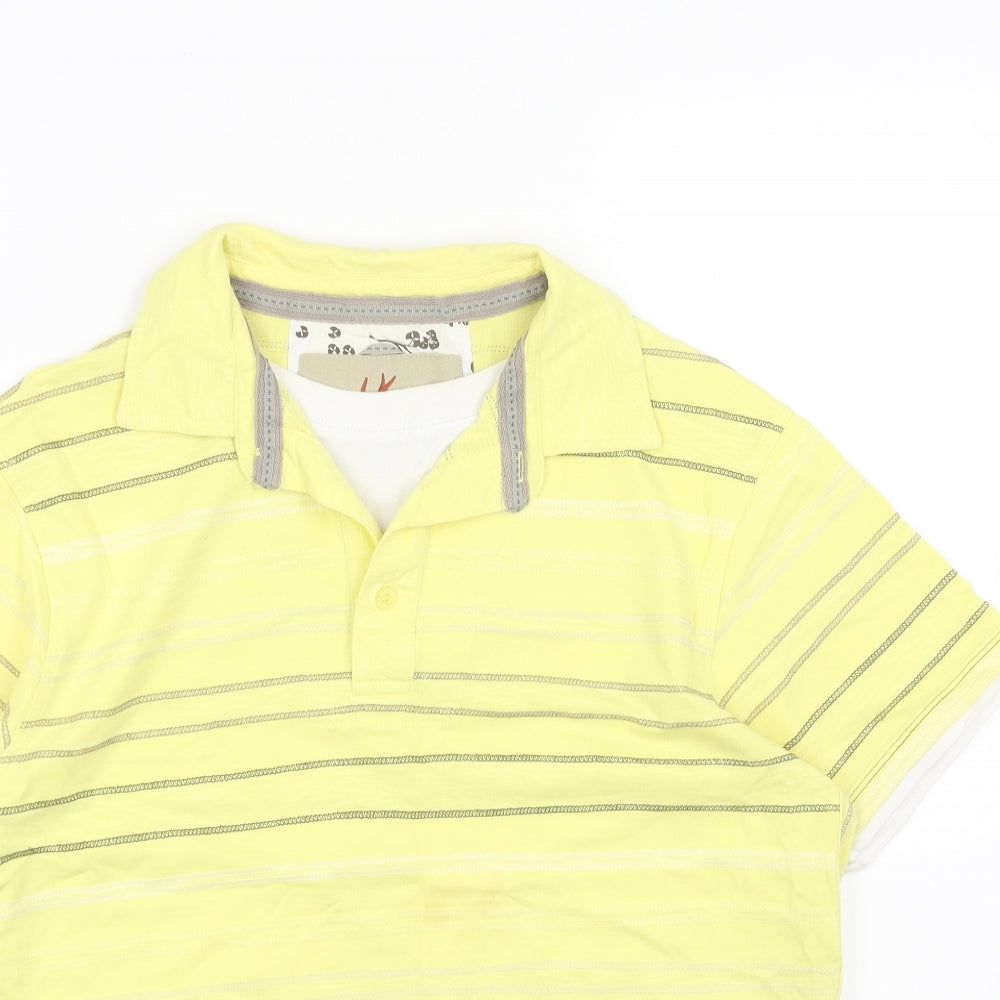 RJR.John Rocha Mens Yellow Striped Cotton Polo Size M Collared Button