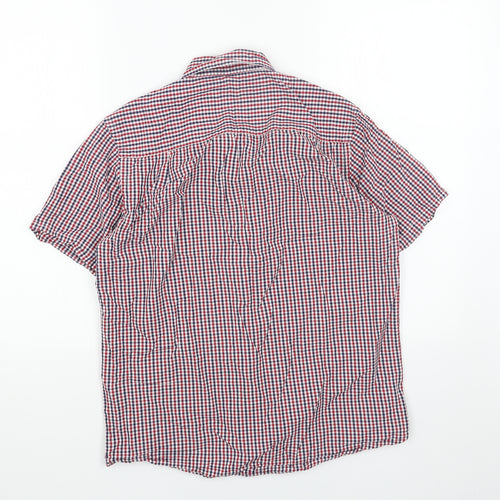 Primark Mens Red Plaid Cotton Button-Up Size M Collared Button