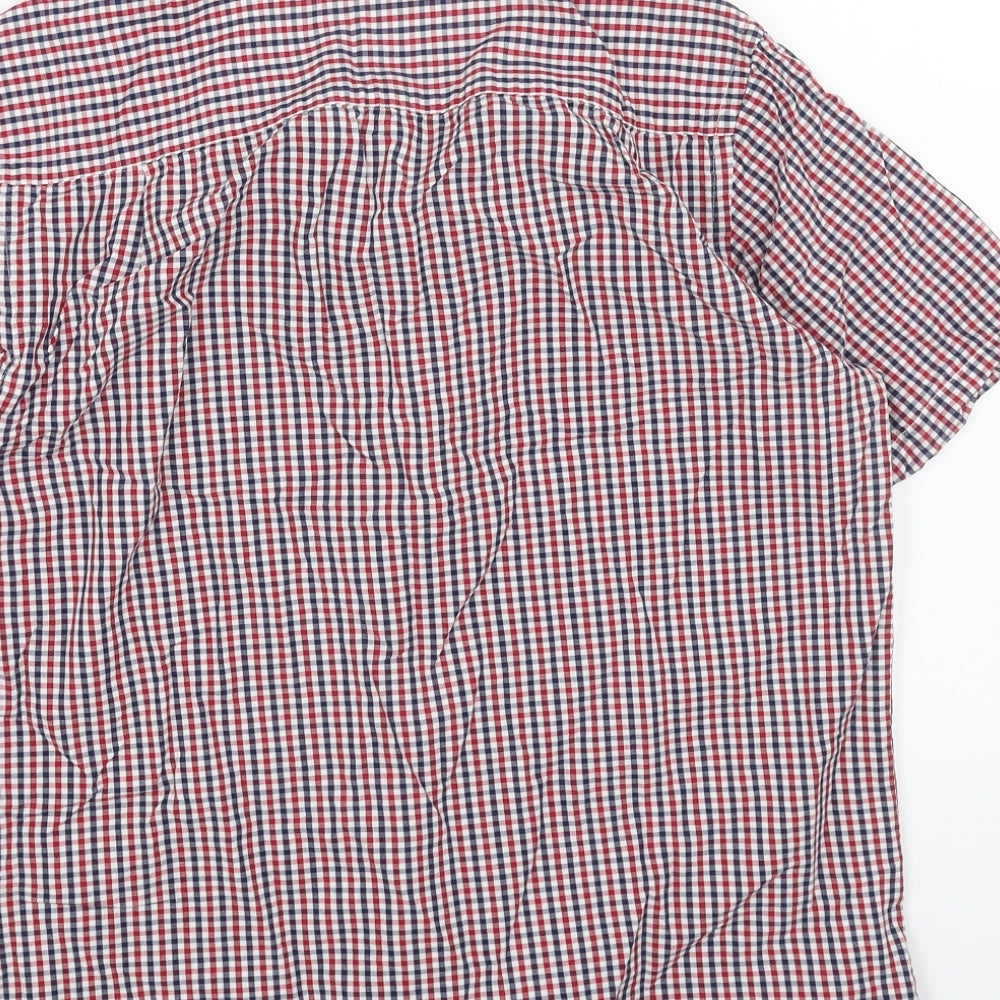 Primark Mens Red Plaid Cotton Button-Up Size M Collared Button