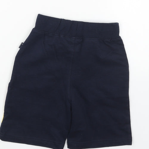JoJo Maman Boys Blue Cotton Sweat Shorts Size 3-4 Years Regular Drawstring - Lion
