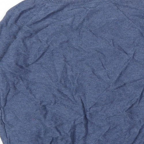 Marks and Spencer Boys Blue Round Neck 100% Cotton Pullover Jumper Size 5-6 Years Pullover