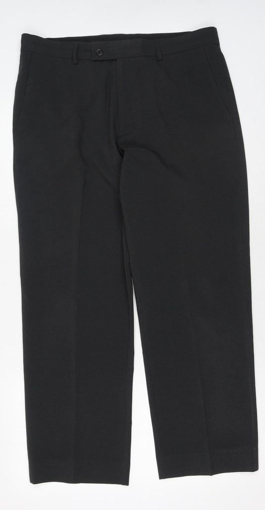 Debenhams Mens Grey Polyester Trousers Size 36 in Regular Hook & Eye
