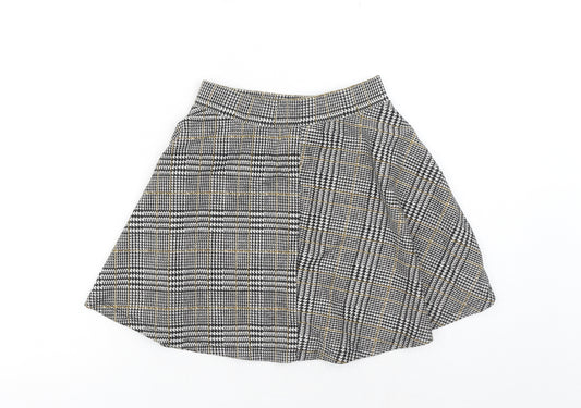 New Look Girls Grey Geometric Polyester Skater Skirt Size 9 Years Regular Pull On