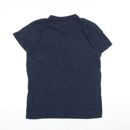 Jack Wills Mens Blue Geometric Cotton T-Shirt Size S Round Neck