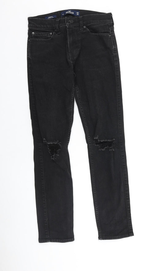 Hollister Mens Black Cotton Skinny Jeans Size 28 in L30 in Slim Button