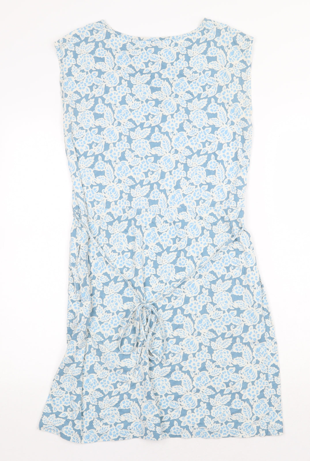 Cath Kidston Womens Blue Floral 100% Cotton Shift Size S Round Neck Tie