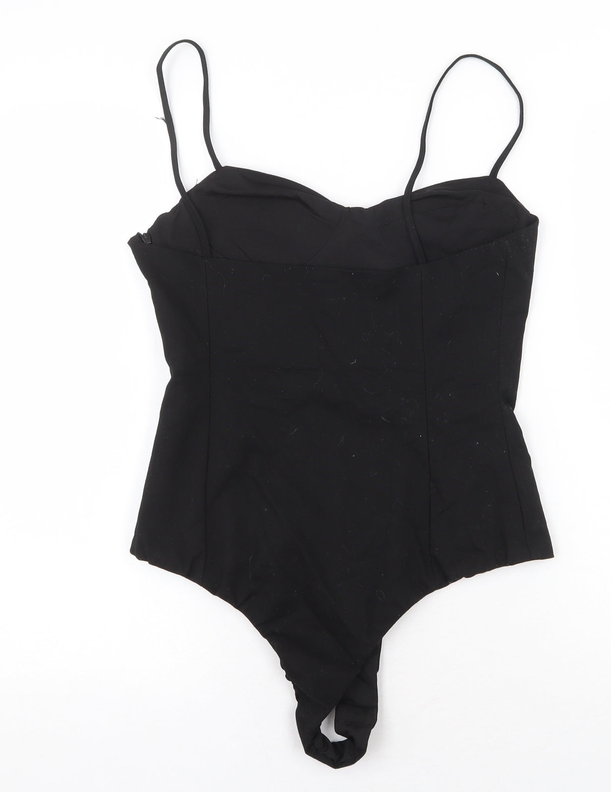 Zara Womens Black Cotton Bodysuit One-Piece Size M Zip