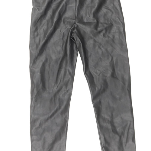 Zara Girls Black Polyester Jogger Trousers Size 11-12 Years Regular Zip - Leggings