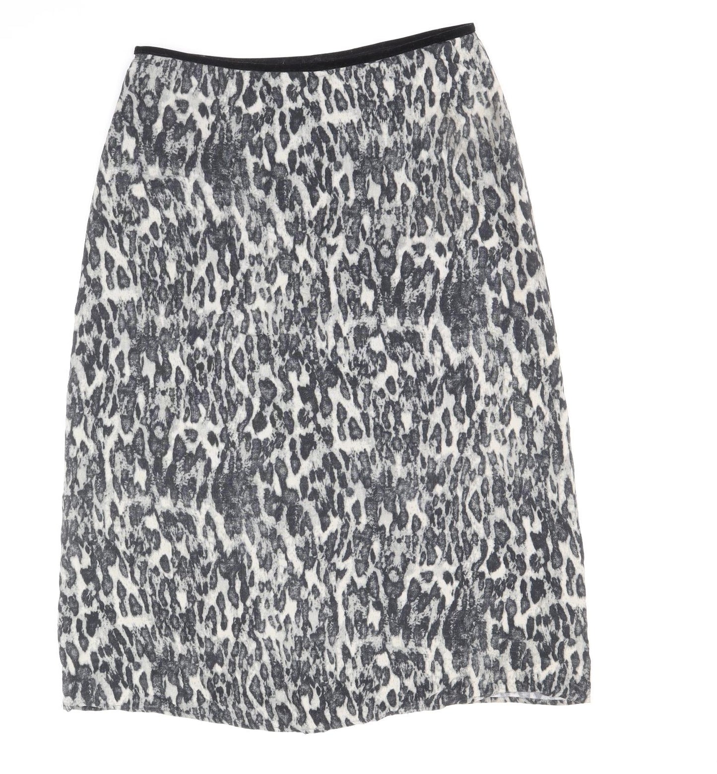 YAYA Womens Grey Animal Print Polyester Swing Skirt Size 14 Zip - Leopard Pattern