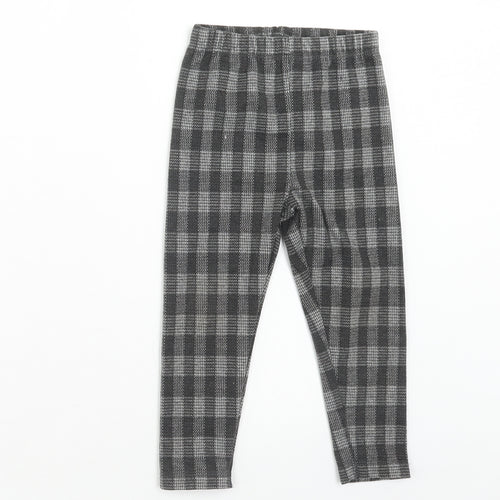 Nutmeg Girls Grey Plaid Polyester Jogger Trousers Size 2-3 Years Regular Pullover - Leggings
