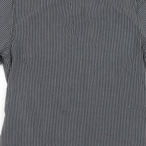 Topman Mens Grey Striped Cotton Button-Up Size M Collared Button