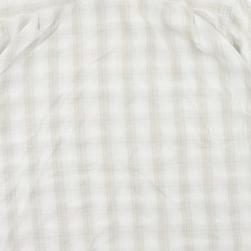 Greenwoods Mens Ivory Plaid Polyester Button-Up Size XL Collared Button