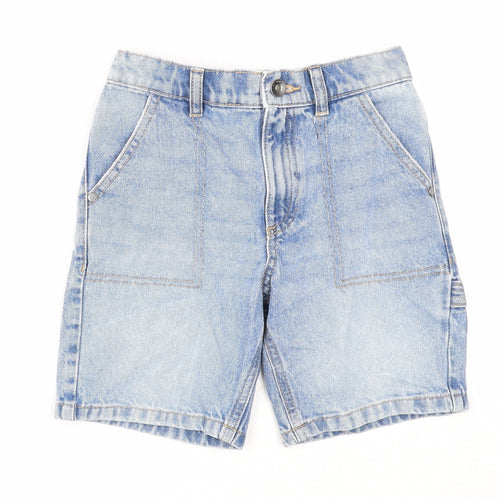 Marks and Spencer Boys Blue Cotton Bermuda Shorts Size 6-7 Years Regular Zip