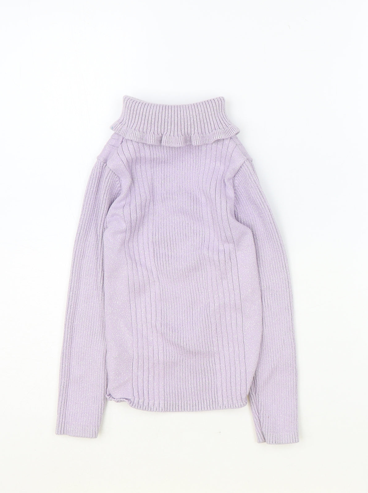 F&F Girls Purple Roll Neck Cotton Pullover Jumper Size 5-6 Years Pullover