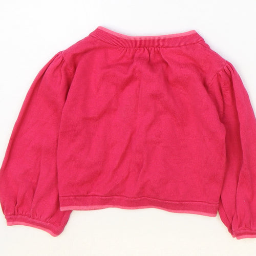 Monsoon Girls Pink V-Neck 100% Cotton Cardigan Jumper Size 4-5 Years Button