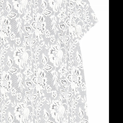 Pied A Terre Womens Grey Floral Polyester A-Line Size 10 Boat Neck Zip