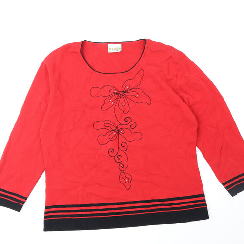 Roman Originals Womens Red Scoop Neck Viscose Pullover Jumper Size M
