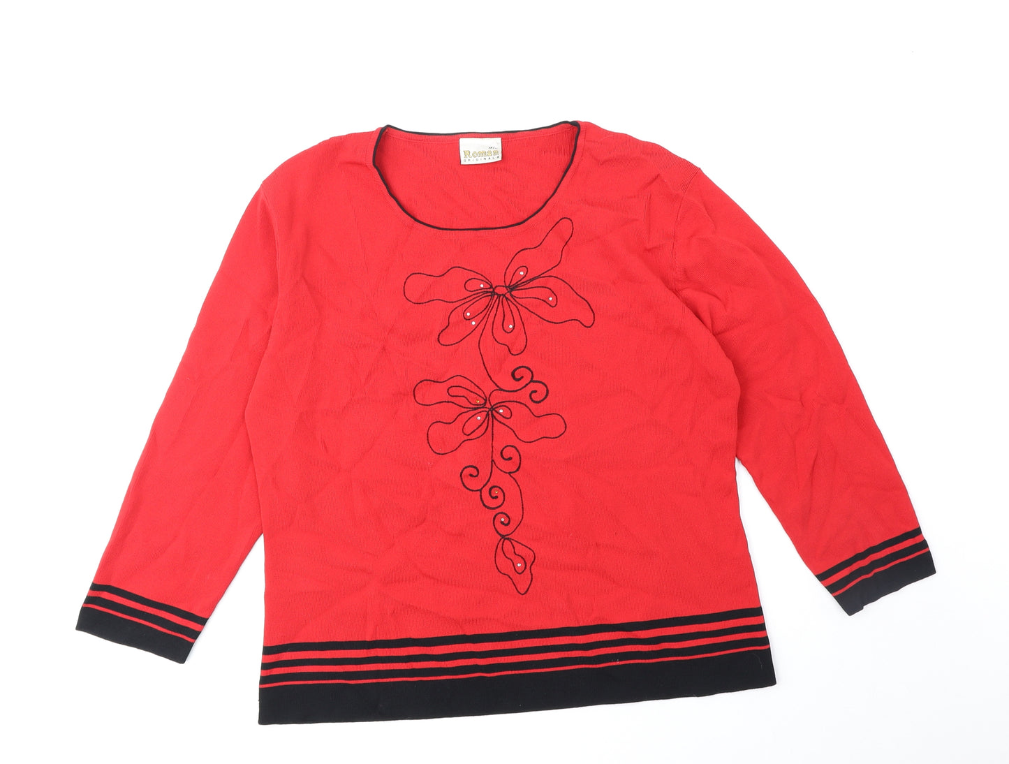 Roman Originals Womens Red Scoop Neck Viscose Pullover Jumper Size M