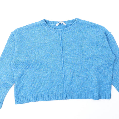 Miss Evie Girls Blue Round Neck Acrylic Pullover Jumper Size 11-12 Years Pullover