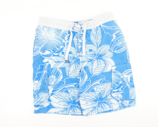 Burton Mens Blue Geometric Polyester Sweat Shorts Size L L9 in Regular Tie - Swim Shorts