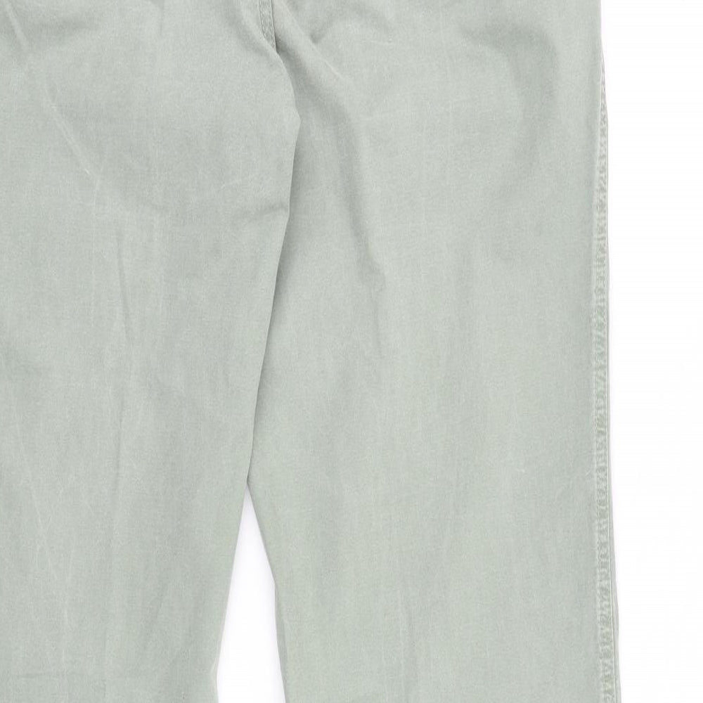 Brook Taverner Mens Green Cotton Chino Trousers Size 36 in L31 in Regular Zip