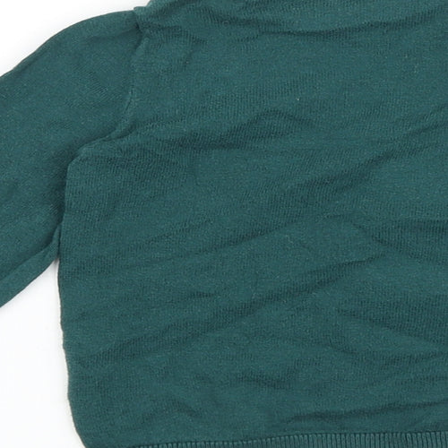 H&M Girls Green Round Neck 100% Cotton Pullover Jumper Size 3-4 Years Pullover - Ice Skating Rabbit