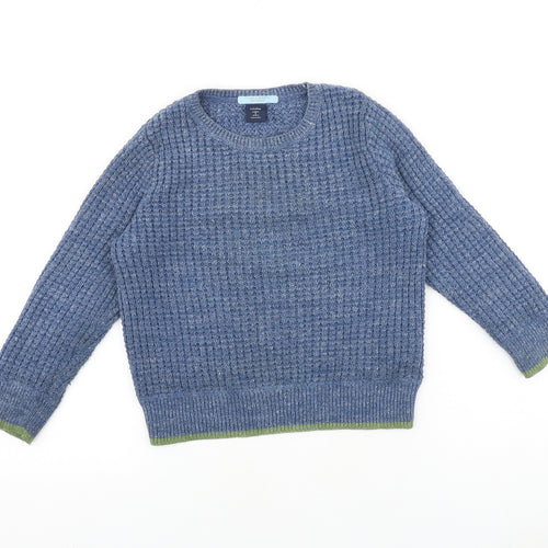Gap Boys Blue Round Neck 100% Cotton Pullover Jumper Size 5 Years Pullover
