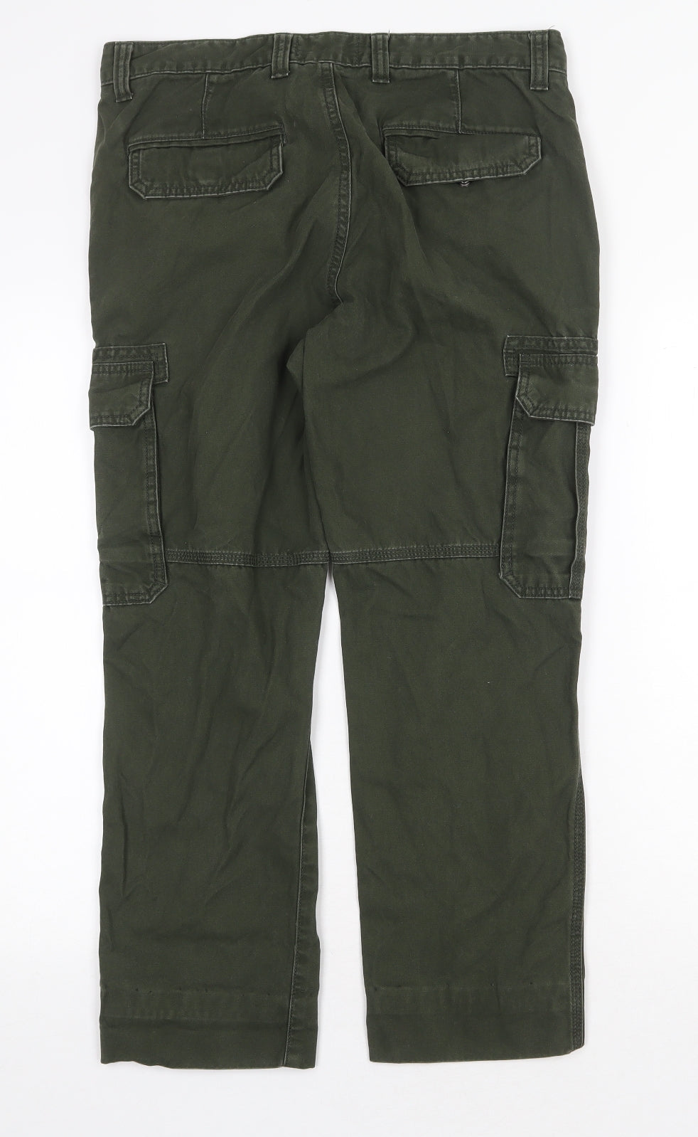 Marks and Spencer Mens Green Cotton Straight Jeans Size 32 in Regular Zip