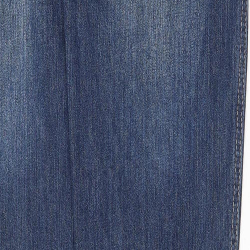 Preworn Mens Blue Cotton Straight Jeans Size 34 in Regular Zip