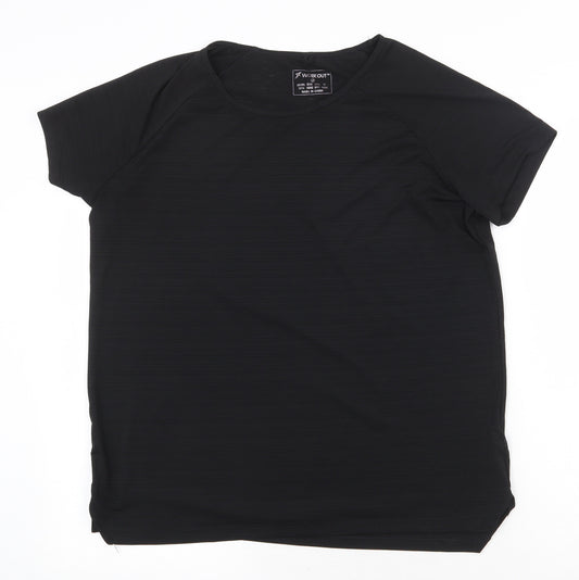 Primark Womens Black Polyester Basic T-Shirt Size M Scoop Neck Pullover