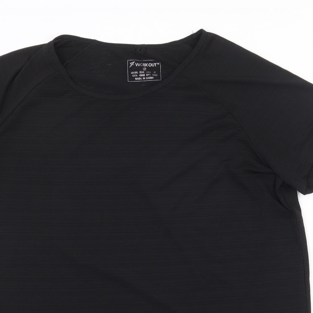 Primark Womens Black Polyester Basic T-Shirt Size M Scoop Neck Pullover