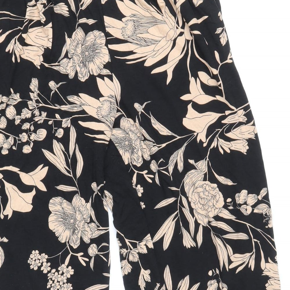 LASCANA Womens Black Floral Viscose Pedal Pusher Trousers Size 14 Regular