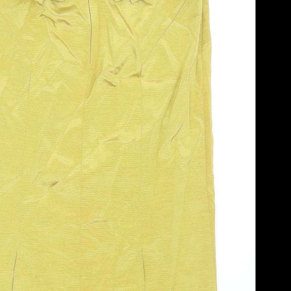 Reiss Womens Gold Cotton Straight & Pencil Skirt Size 10 Zip